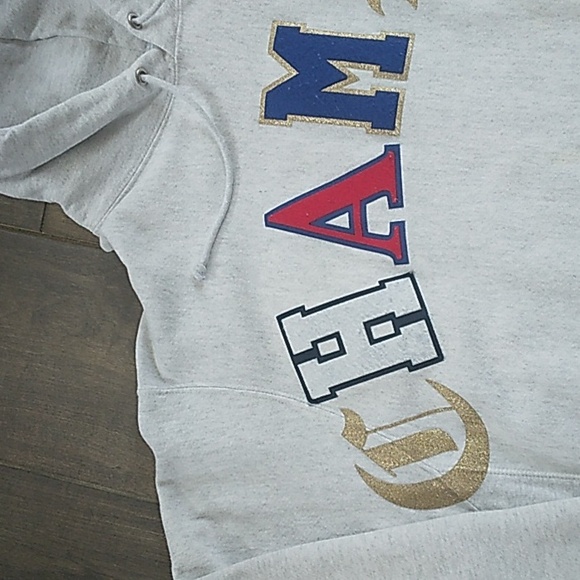 VTG 90S CHAMPION PATCHED REVERSE WEAVE LARGE SPELLOUT  HOODIE MENS 2XL - Picture 2 of 9